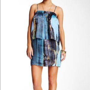 House of Harlow Watercolor Silk Tiered Dress M